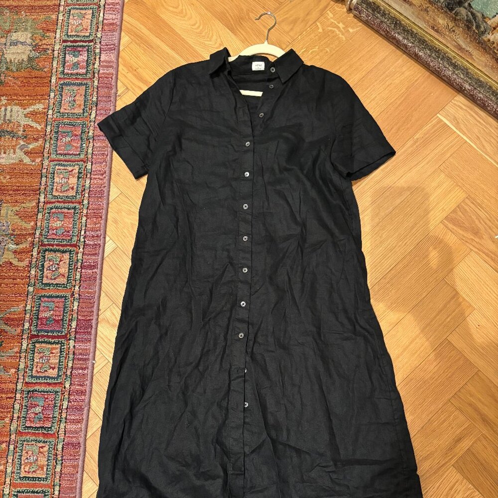 Black Linen Button Down Dress